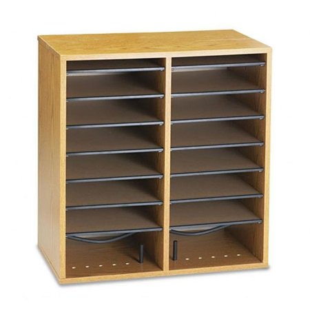 SAFCO Safco 9422MO 16 Compartment Wood Adjustable Literature Organizer in Medium Oak 9422MO